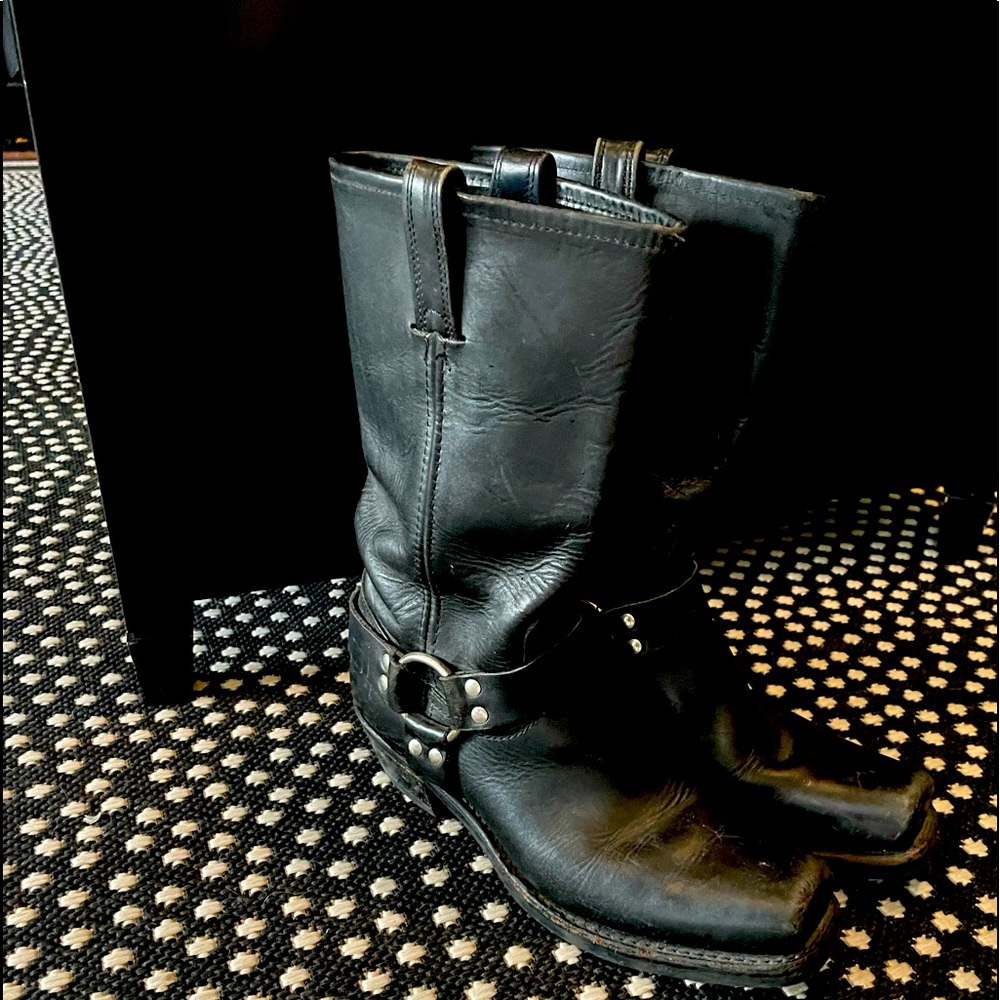 12 inch high Frye Harness boot Size 10,                          two inch heel.